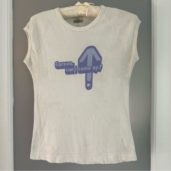 MTV TRL “ Carson can I come up ?” White T-Shirt Purple Graphic - Picture 1 of 6